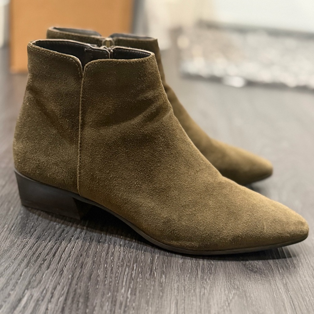 Aquatalia Suede Olive Ankle Boots - Women's Fashion Booties